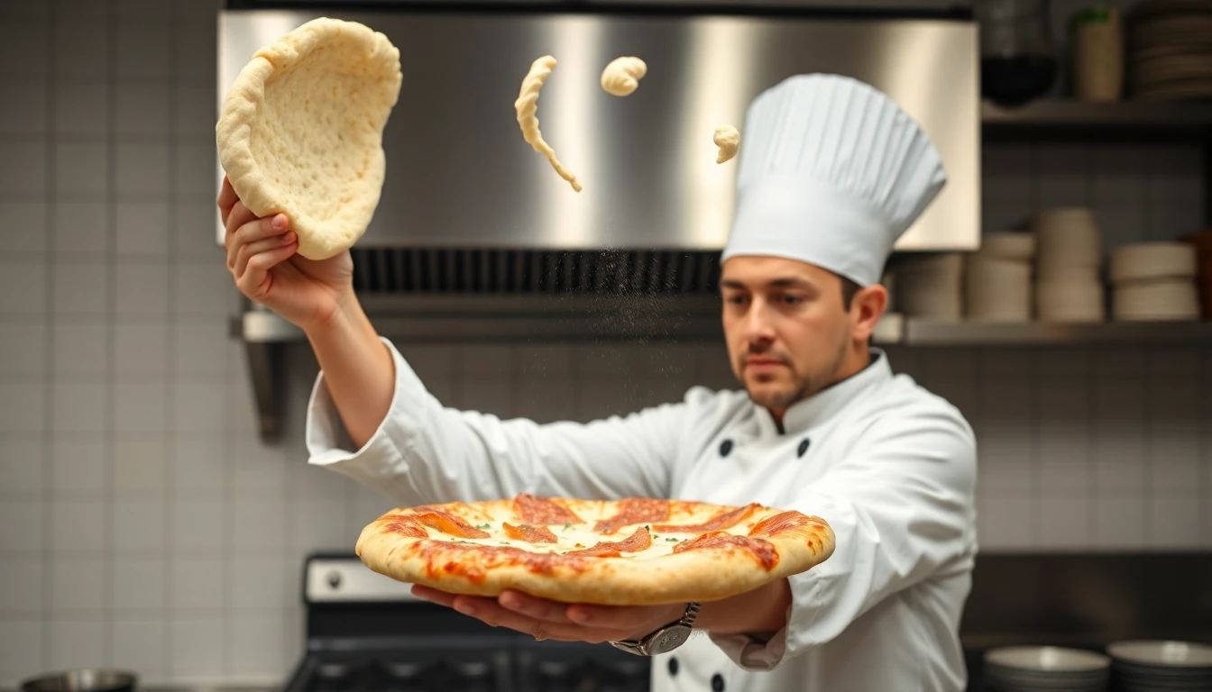 Chef preparando pizza